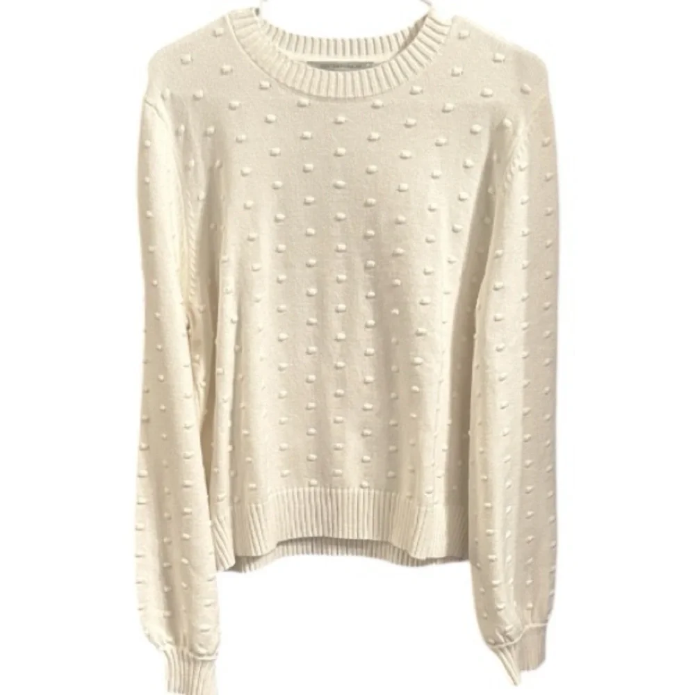SIMONS CONTEMPORAINE edited modern fashion Puff-sleeve pompom sweater size large - Picture 4 of 9